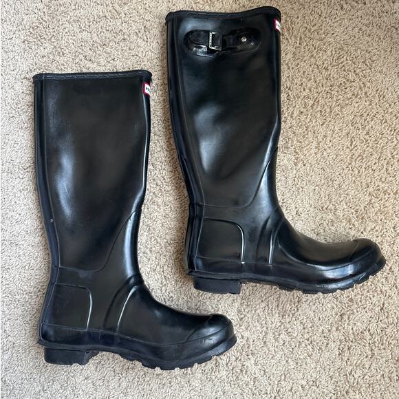 Hunter Original Gloss Black Tall Rain Boots Women's Size 6 Waterproof - Picture 3 of 6